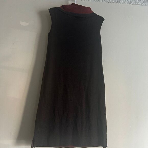 Land’s End Women’s Sweater Dress 100% Merino Wool Cowl Neck Size M Dark Brown - Picture 2 of 13